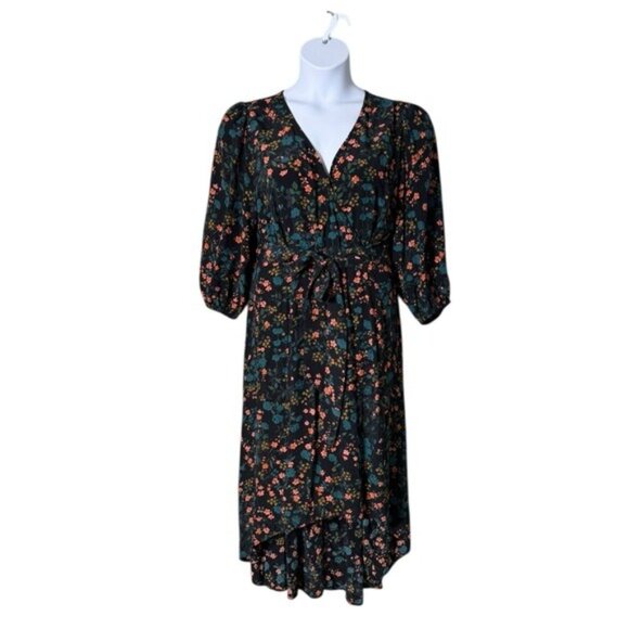 Ava & Liv Cottagecore Floral Maxi Dress 14W Peasant Fairy Grunge Bohemian Artsy - Picture 2 of 11